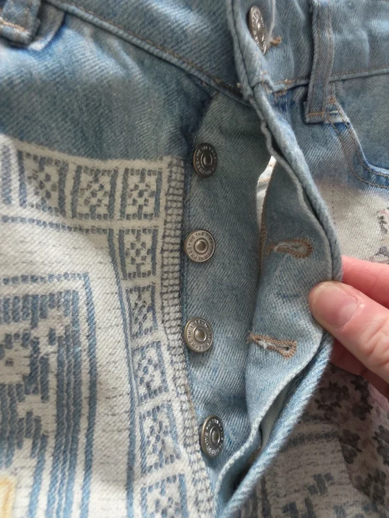 Free People We The Free Illusions Relaxed Fit Barrel Jeans Patchwork - Picture 10 of 14